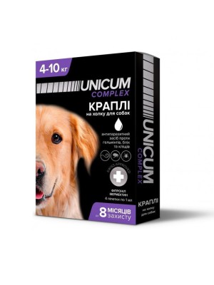 Капли Unicum Complex Рremium от гельминтов, блох и клещей для собак 4-10 кг (1пип)