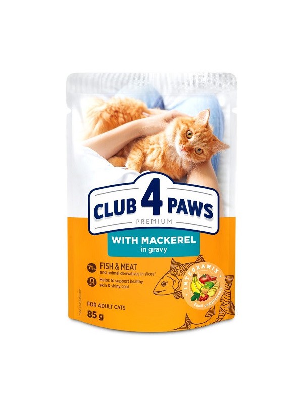 Клуб 4 Лапы Premium с макрелью в соусе для кошек 24х85 г