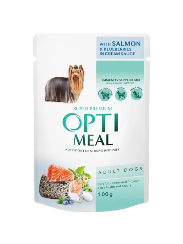 Optimeal Adult Dogs Salmon & Blueberries in cream sauce 100г влажный корм для собак с лососем