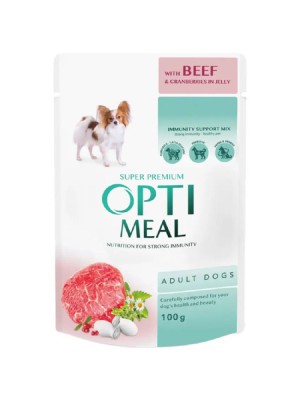Optimeal Beef Cranberry in Jelly 100г влажный корм для собак с говядиной и клюквой в желе