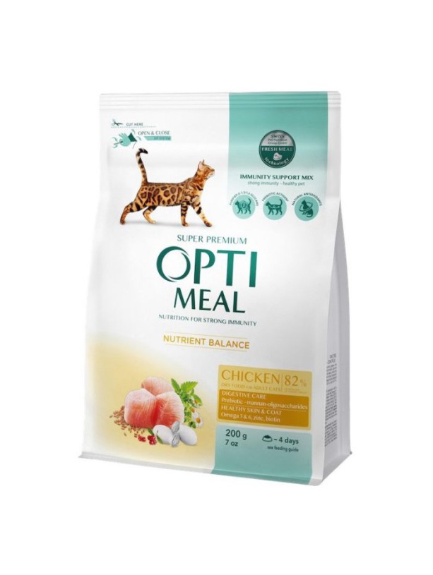 Optimeal Cats Chicken 200 г сухой корм для кошек с мясом курицы