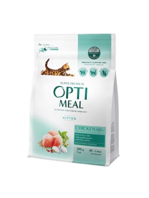 Optimeal Kittens Chicken 200 г сухой корм для котят с курицей