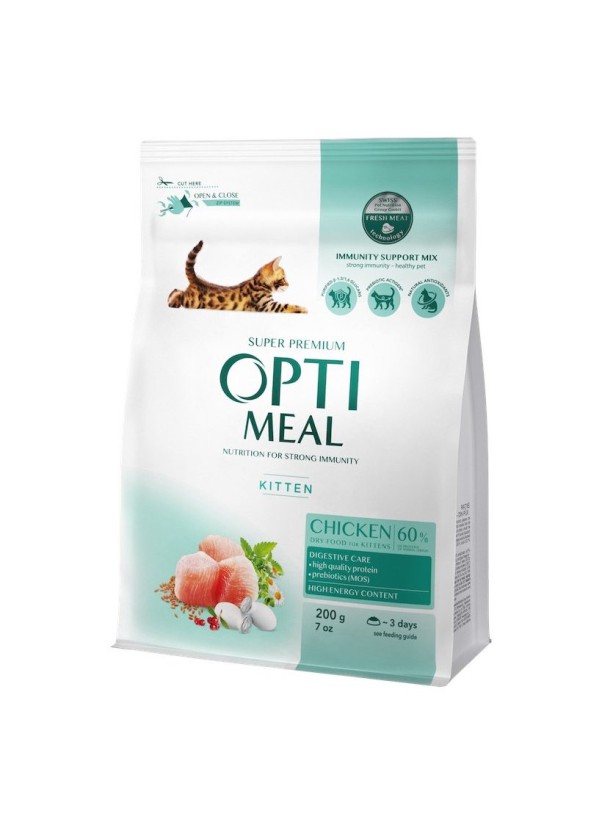 Optimeal Kittens Chicken 200 г сухой корм для котят с курицей