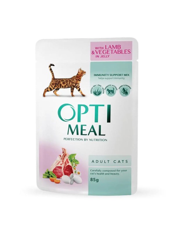 Optimeal Cat Lamb Vegetables 12х85 г вологий корм для котів з ягням у желе