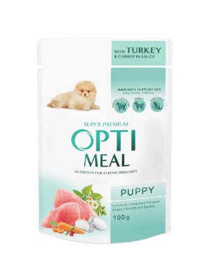 Optimeal Puppy Turkey Carrot in Sauce для щенков с индейкой и морковью в соусе 12x100г