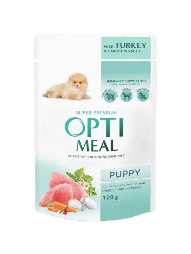 Optimeal Puppy Turkey Carrot in Sauce для щенков с индейкой и морковью в соусе 12x100г