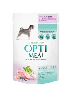 Optimeal Dog Rabbit Wild Blueberries in Sauce 12x100г влажный корм для собак с кроликом
