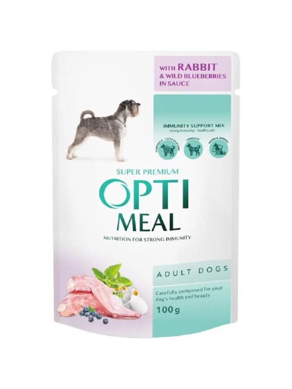 Optimeal Cats Rabbit & Wild Blueberries in Sauce 100г вологий корм для собак з кроликом