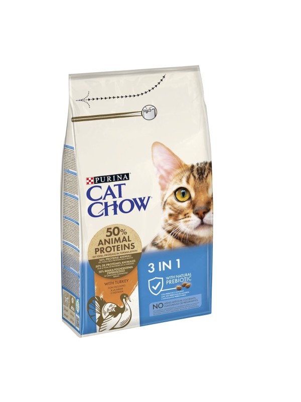 Cat Chow 3in1 для котів 3 в 1 15 кг сухий корм з індичкою