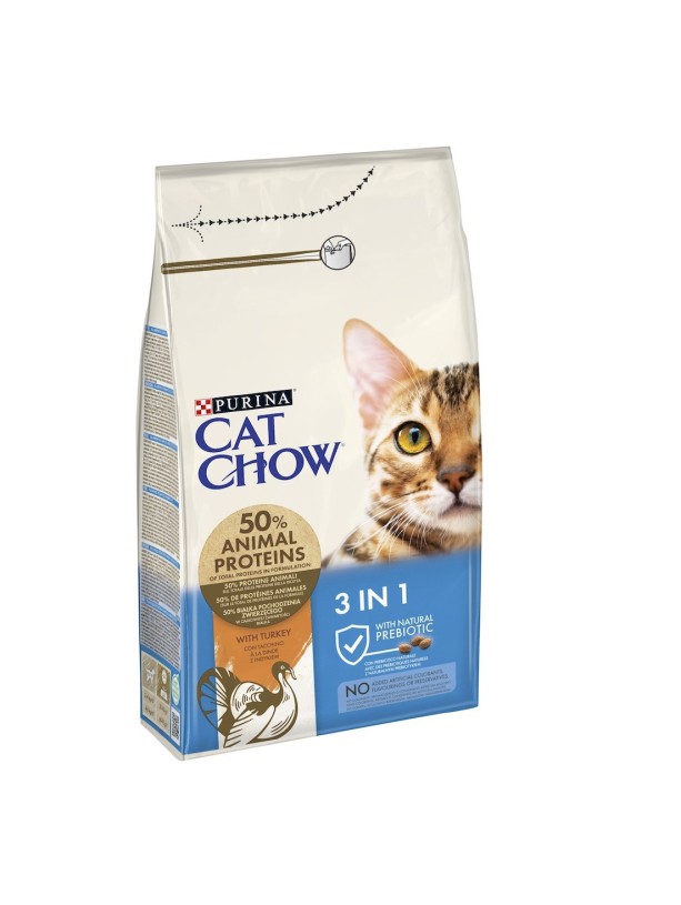 Cat Chow 3in1 для кошек 3 в 1 15 кг сухой корм с индейкой