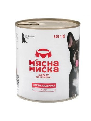 Влажный корм для собак Мясная Миска паштет мясной, с говядиной, 800 г