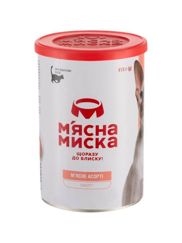 Влажный корм для кошек Мясная Миска паштет мясное ассорти 415 г