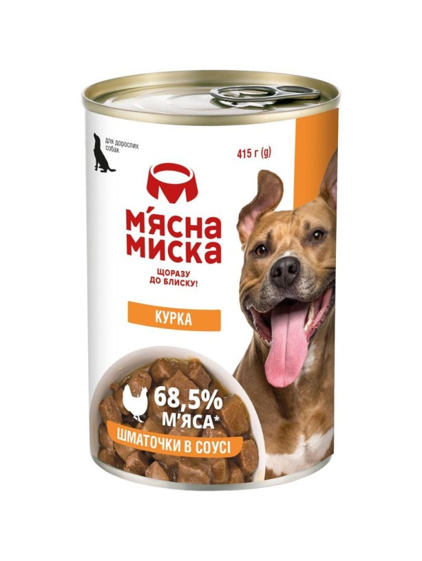 Влажный корм для собак Мясная миска кусочки в соусе с курицей 415 г