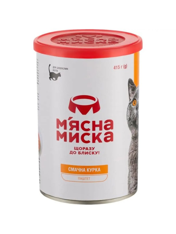 Влажный корм для кошек Мясная Миска паштет мясной с курицей 415 г