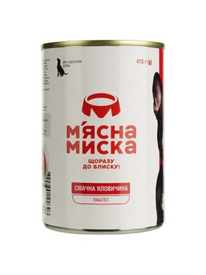Влажный корм для собак Мясная миска паштет мясной, с говядиной 415 г