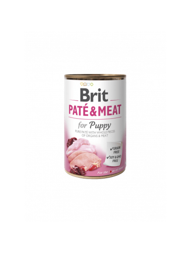 Brit Pate Meat Dog Puppy для щенков паштет с курицей и индейкой 400 г