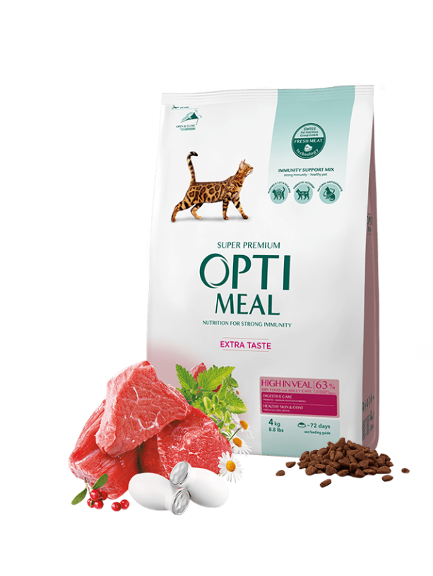 Optimeal Cat High in Veal 4 кг сухой корм для кошек с телятиной