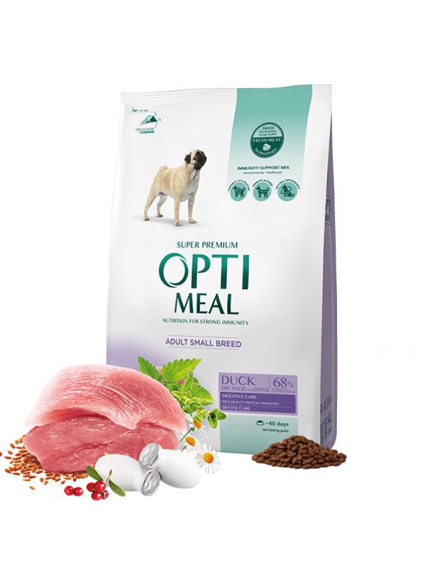 Optimeal Adult Small 12 кг сухой корм для собак малых пород с уткой