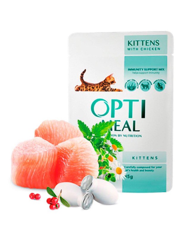 Optimeal Cats Kitten Chicken вологий корм з куркою для кошенят 85 г набір (3+1) 340 г
