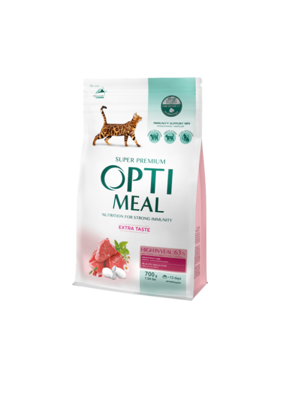 Optimeal Cat High in Veal 700 г сухой корм для кошек с телятиной