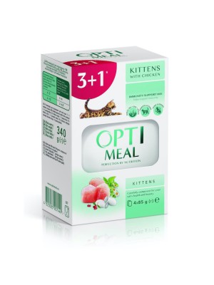 Optimeal Cats Kitten Chicken вологий корм з куркою для кошенят 85 г набір (3+1) 340 г