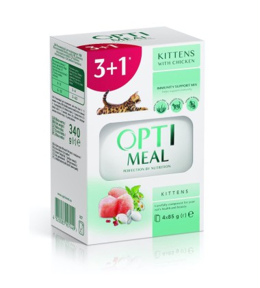 Optimeal Cats Kitten Chicken вологий корм з куркою для кошенят 85 г набір (3+1) 340 г