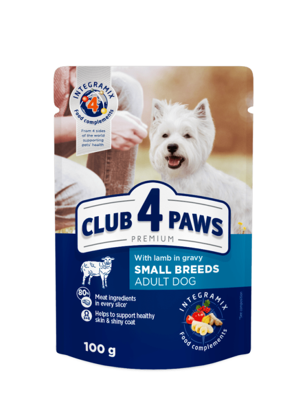 Клуб 4 Лапы Premium Small Breeds Lamb для собак с ягненком в соусе 24х100 г
