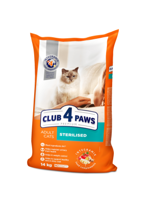 Клуб 4 Лапы Premium Sterilised 14 кг сухой корм для стерилизованных кошек с курицей