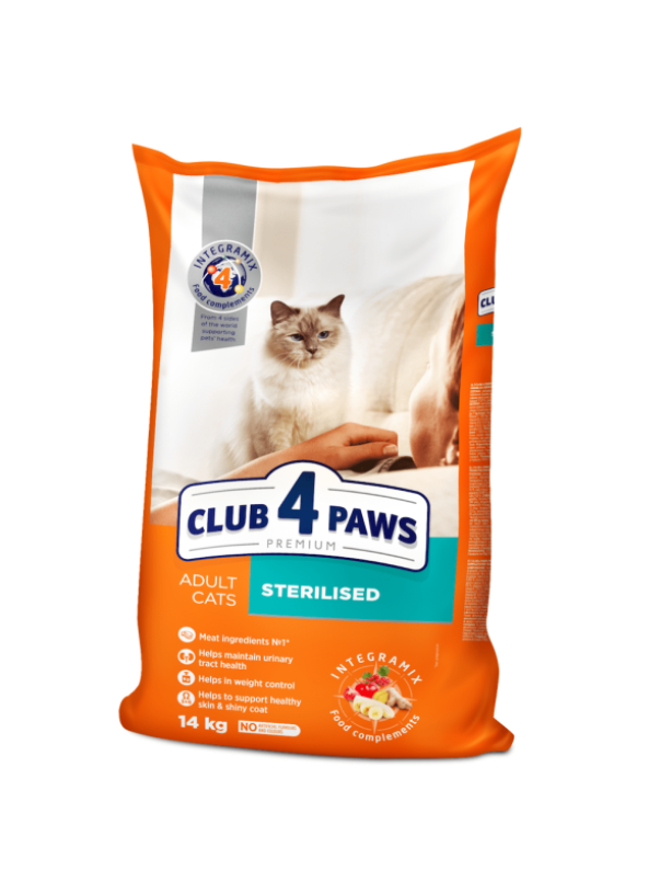 Клуб 4 Лапы Premium Sterilised 14 кг сухой корм для стерилизованных кошек с курицей