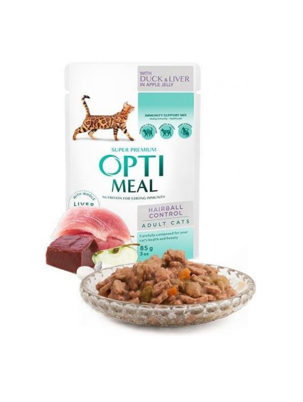 Optimeal Cats Hairball Control Duck Liver 85 г влажный корм для кошек с уткой