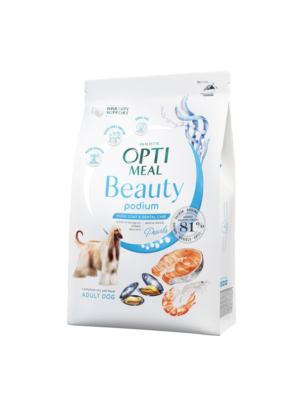 Optimeal Dog Beauty Podium для собак блестящая шерсть и уход за зубами из морепродуктов 1.5 кг