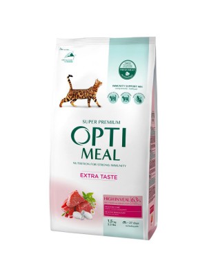 Optimeal Adult Cat High in Veal 1.5 кг сухой корм для кошек с высоким содержанием телятины