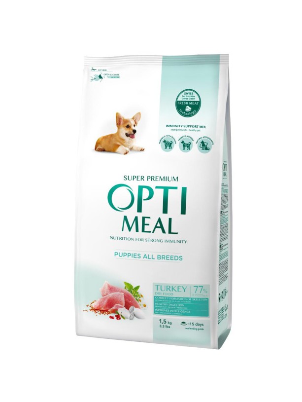 Optimeal Puppies для щенков с индейкой 1.5 кг