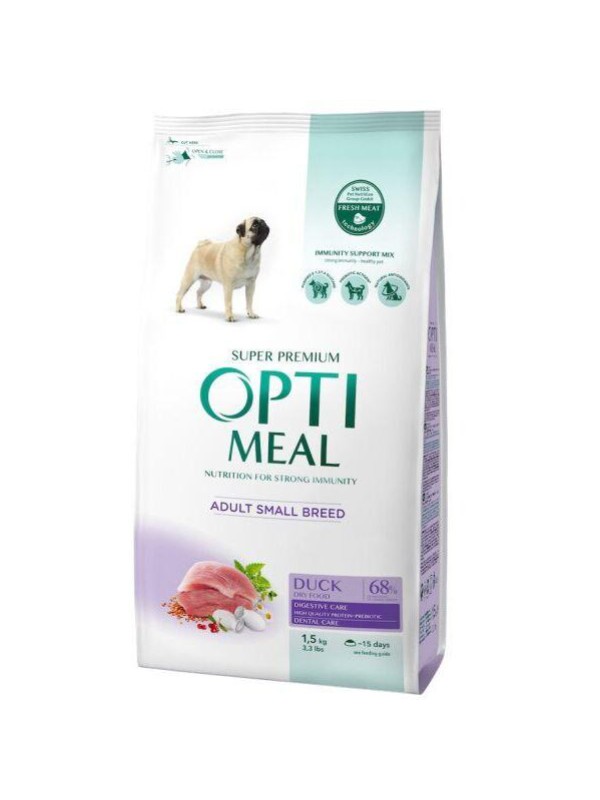 Optimeal Adult Small Dog для собак малых пород с уткой 1.5 кг