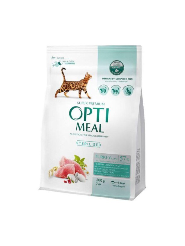 Optimeal Sterilised Turkey для стерилизованных кошек с индейкой 200 г