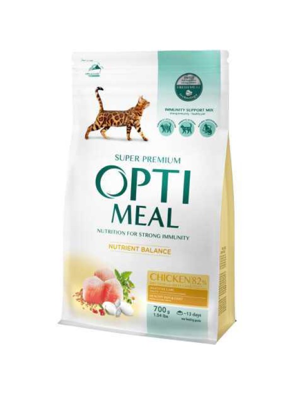 Optimeal Cat Chicken 700 г сухий корм для котів з м'ясом курки