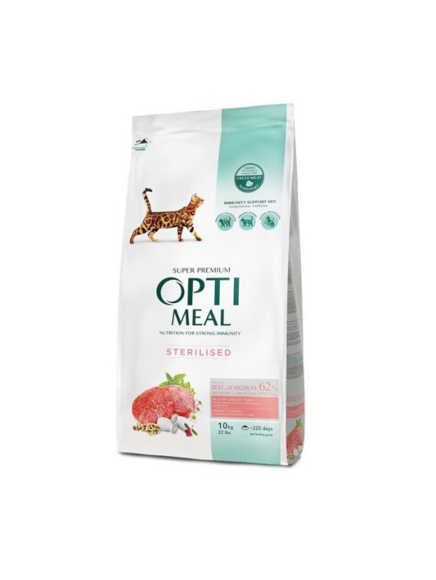 Optimeal Sterilised Beef Sorghum 4 кг сухой корм для стерилизованных кошек с говядиной