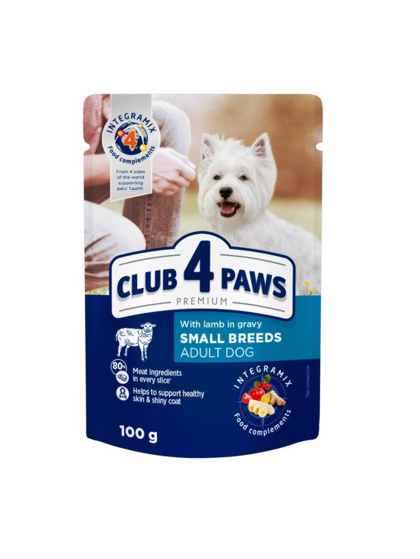 Клуб 4 Лапы Premium Small Breeds Lamb для собак с ягненком в соусе 24х100 г