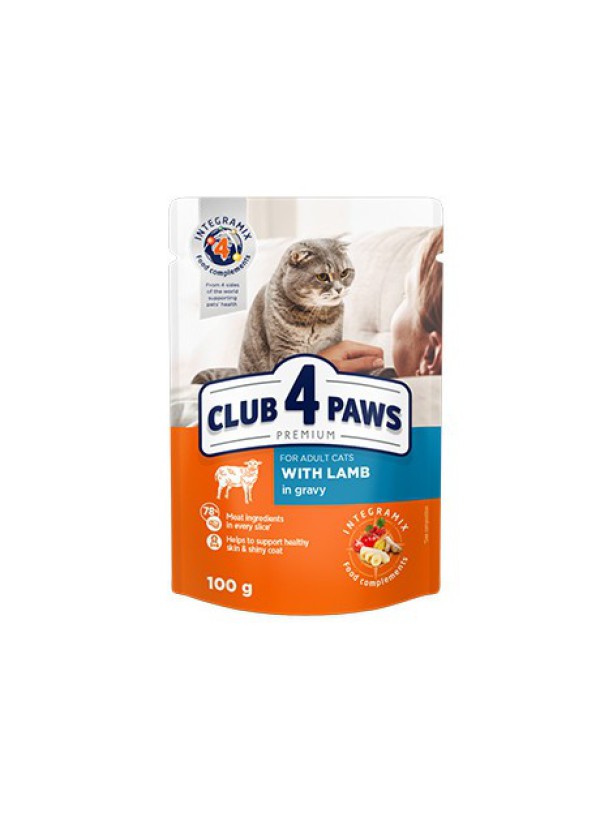 Клуб 4 Лапи Premium Lamb з ягням у соусі для котів 24х100 г