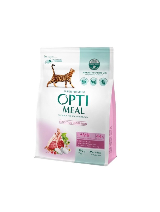 Optimeal Lamb Sensitive для кошек с чувствительным пищеварением, с ягненком 200 г