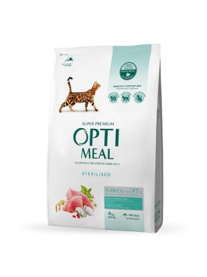Optimeal Cat Sterilised Turkey 4 кг сухий корм для стерилізованих котів з індичкою