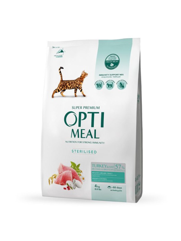 Optimeal Cat Sterilised Turkey 4 кг сухой корм для стерилизованных кошек с индейкой