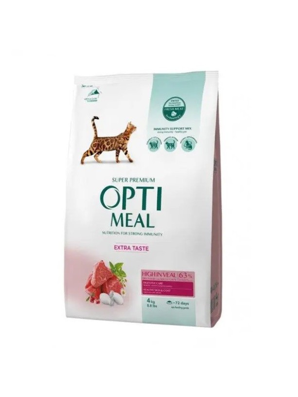 Optimeal Cat High in Veal 4 кг сухой корм для кошек с телятиной