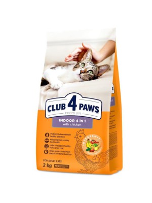 Клуб 4 Лапы Premium Indoor 4in1 2 кг сухой корм для кошек живущих в помещении