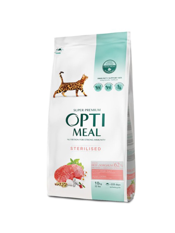 Optimeal Cat Sterilised Beef Sorghum 10 кг сухий корм для стерилізованих котів з яловичиною