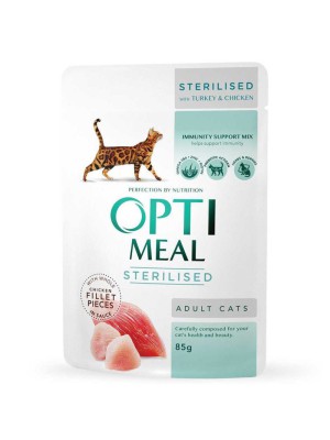 Optimeal Cats Sterilised Turkey 85 г влажный корм с индейкой для стерилизованных кошек