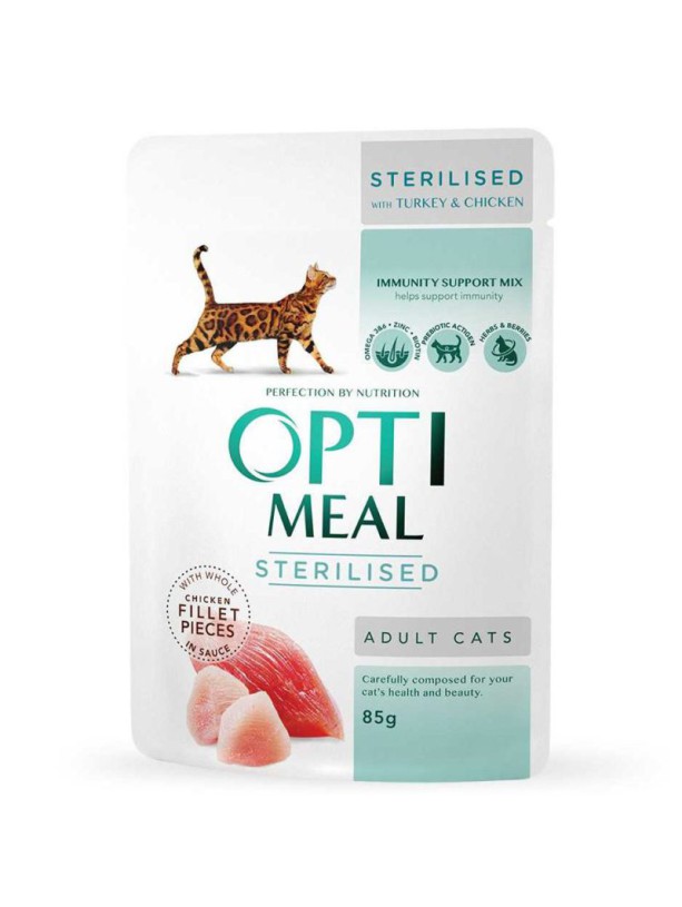Optimeal Cats Sterilised Turkey 85 г влажный корм с индейкой для стерилизованных кошек