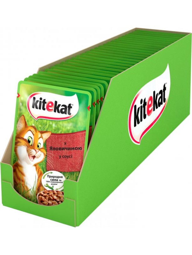 Влажный корм Kitekat для кошек с говядиной в соусе 28*85 г