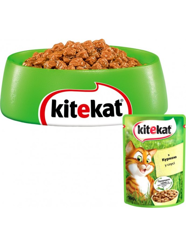 Влажный корм Kitekat для кошек с курицей в соусе 28*85 г