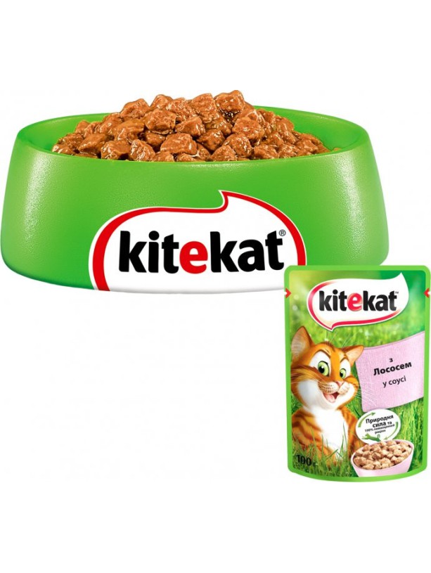 Влажный корм Kitekat для кошек с лососем в соусе 28*85 г